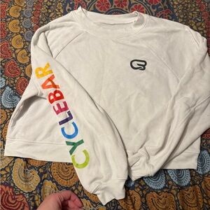 CycleBar White Sweatshirt with Colorful Accents